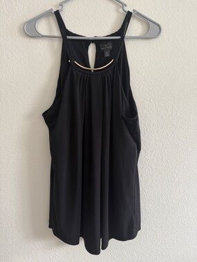5 for $10 Worthington size XL Black Sleeveless Top Gold Neck Accent & bra